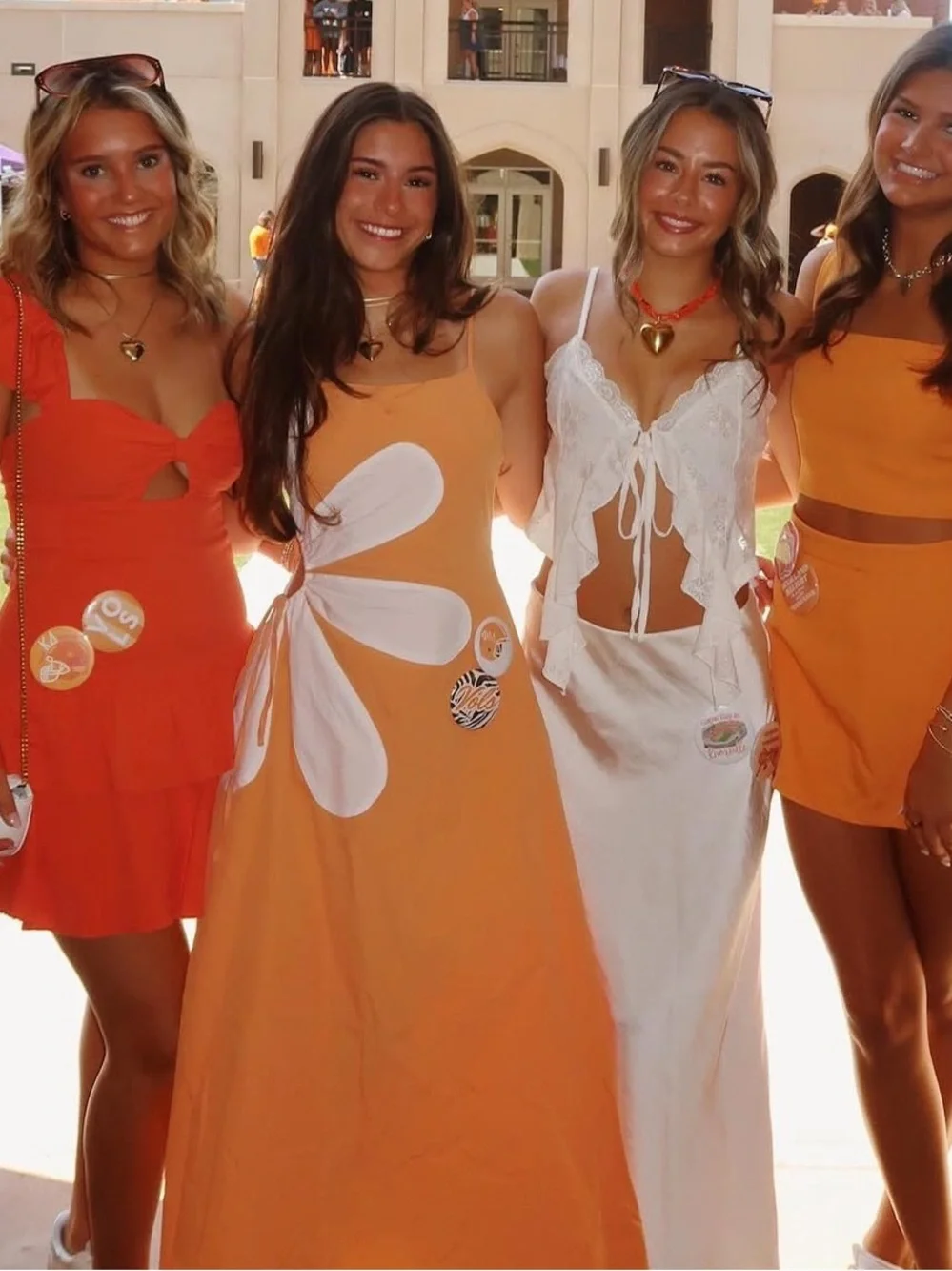 Orange and White cut out midi dress - Picture 5 of 10
